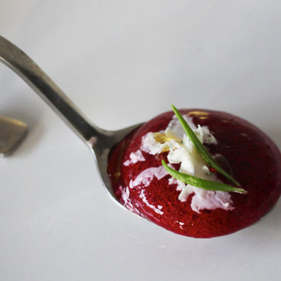 Beetroot Balsamic Spheres Recipe made with Special Ingredients Xanthan Gum, Calcium Lactate and Sodium Alginate.