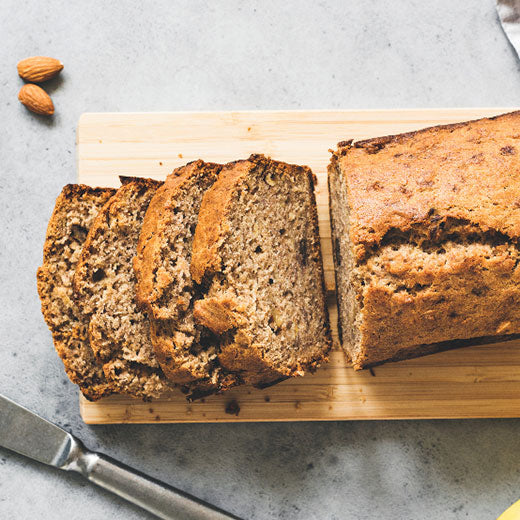 Banana and Peanut Butter Bread Recipe using Special Ingredients Madagascan Vanilla Extract and Bicarbonate of Soda.