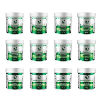 Colorant alimentaire concentré en pâte en sachets de 12 x 25 g (1 de chaque couleur)
