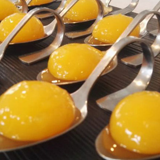 Reverse Spherification of Mandarin Recipe using Special Ingredients Calcium Lactate, Sodium Alginate and Xanthan Gum. 