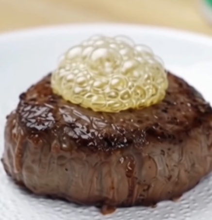 Aria di olio su un filetto di manzo