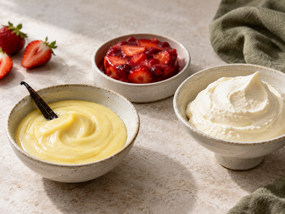 Crema pasticcera, inserto di frutta e mousse: tre consistenze della pasticceria