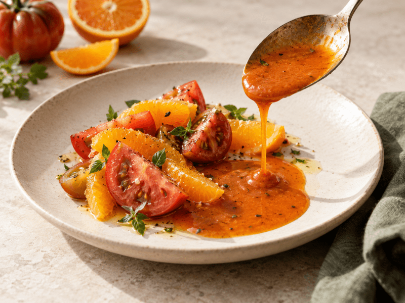 Pomodoro e arancia: un’emulsione senza uova ispirata a Massimo Viglietti - Special Ingredients