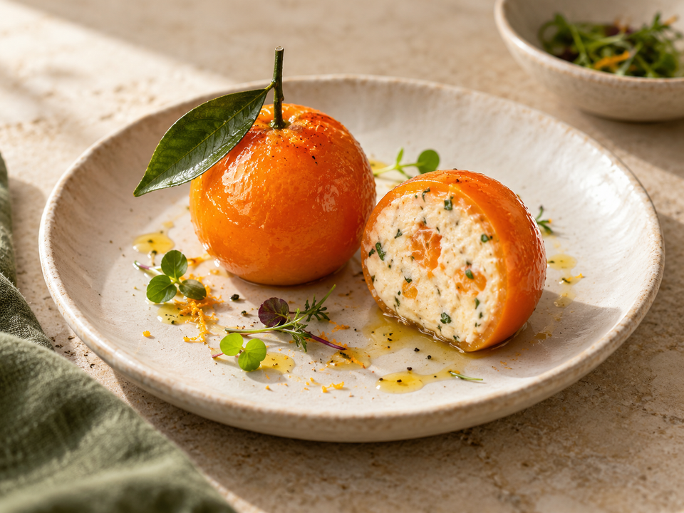 Mandarin Meat Fruit: forma, rivestimento e sorpresa nel piatto di Heston
