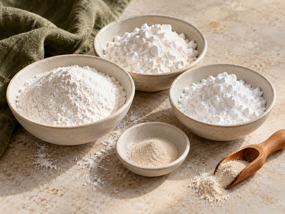 Miscela senza glutine con riso, tapioca, xantana e guar