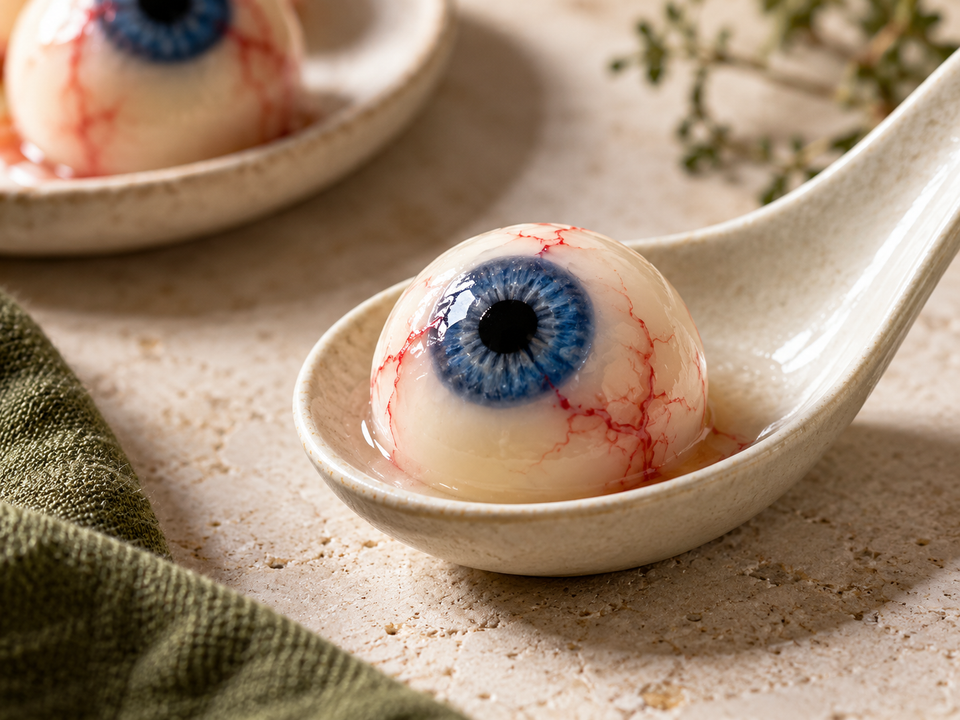 Occhi di gelatina per Halloween con agar agar