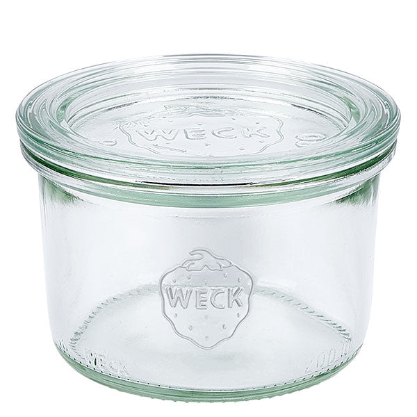 Barattolo dritto Weck da 200 ml con coperchio e guarnizioni - diametro 80 mm - confezione da 12