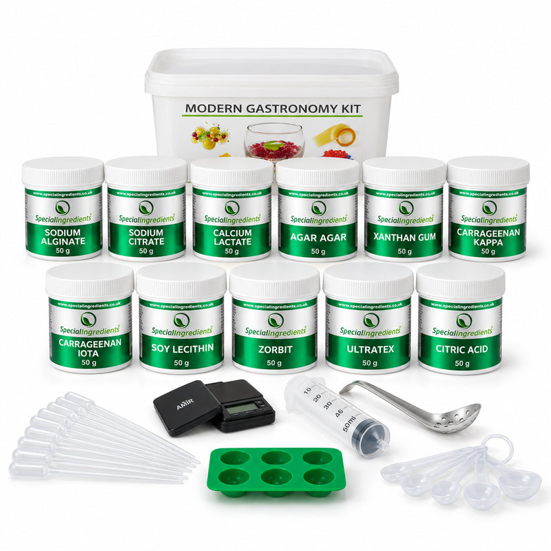 Kit cucina molecolare con etichette attuali e ingredienti da 50 g