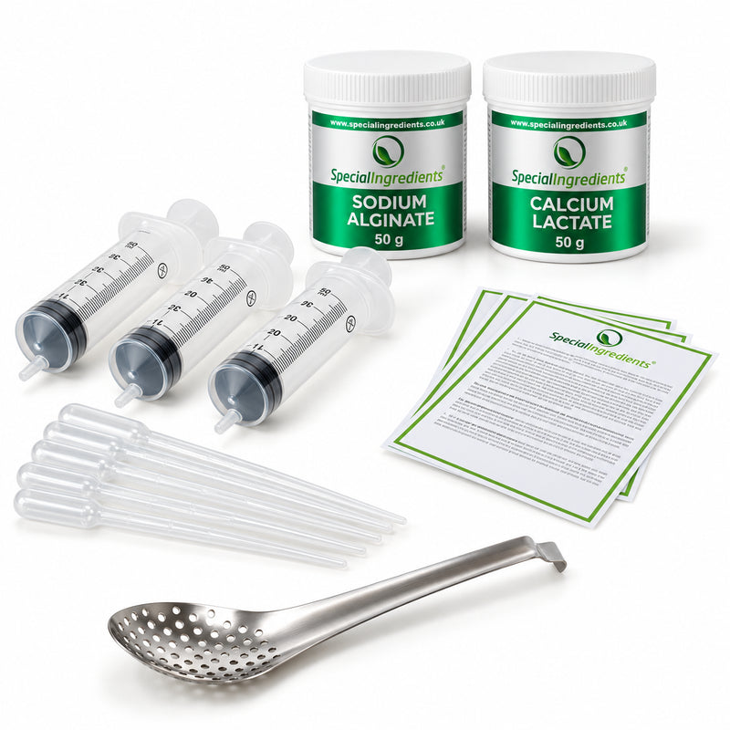 Kit sferificazione con cucchiaio, etichette attuali e ingredienti da 50 g