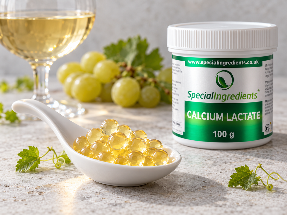 Perle di vino bianco Pigato — preparazione con confezione attuale Special Ingredients