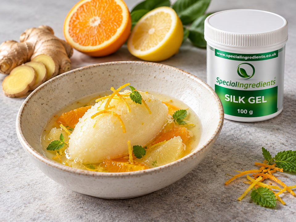Sorbetto allo zenzero con infusione agrumata — preparazione con confezione attuale Special Ingredients