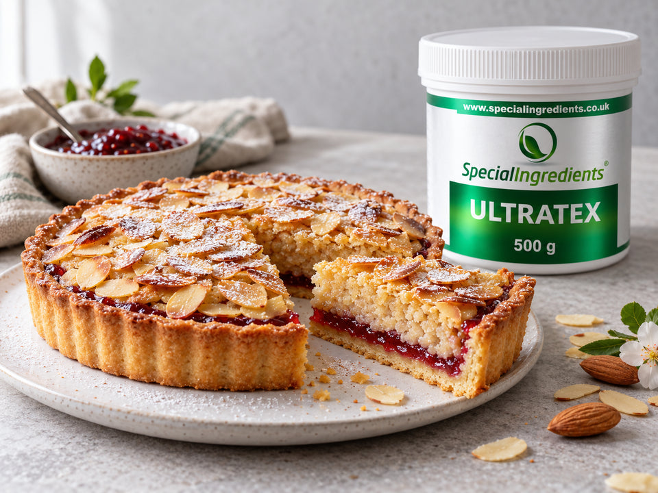 Tartelletta Bakewell vegana — preparazione con confezione attuale Special Ingredients