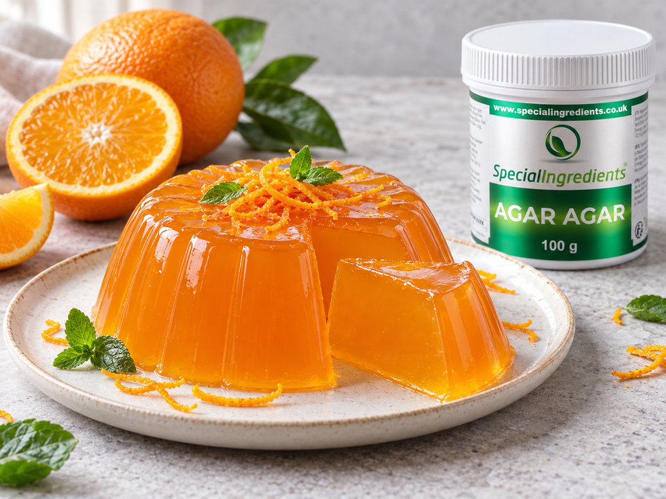 Gelatina d’arancia con agar agar — preparazione con confezione attuale Special Ingredients