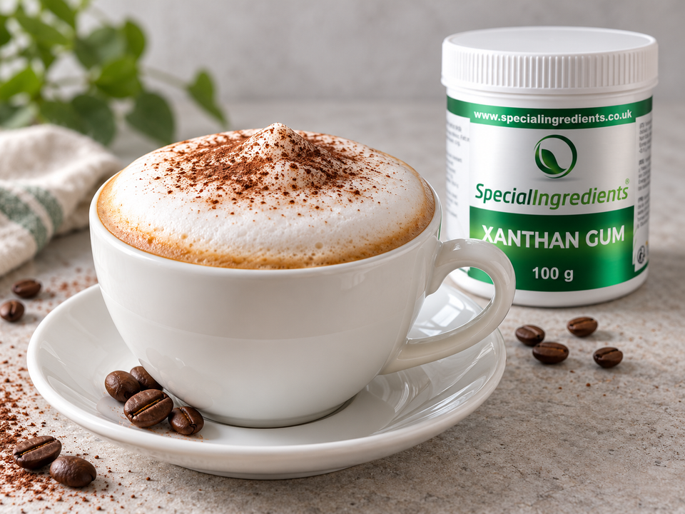 Molecular cappuccino with xanthan gum — preparation with current Special Ingredients packaging