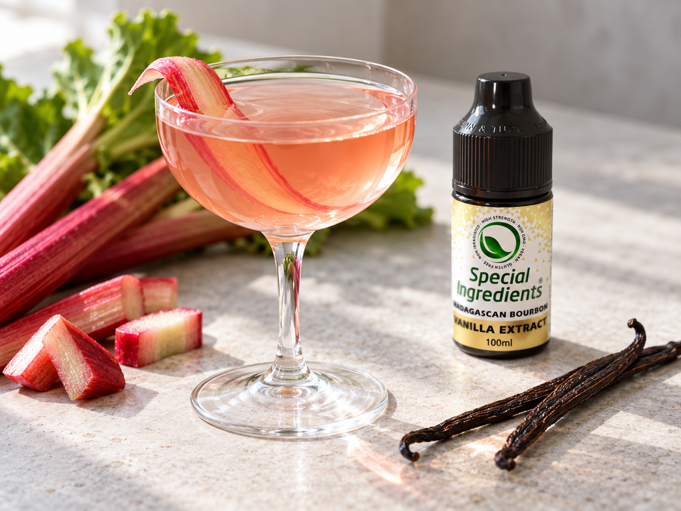 Vodka al rabarbaro e vaniglia — preparazione con confezione attuale Special Ingredients