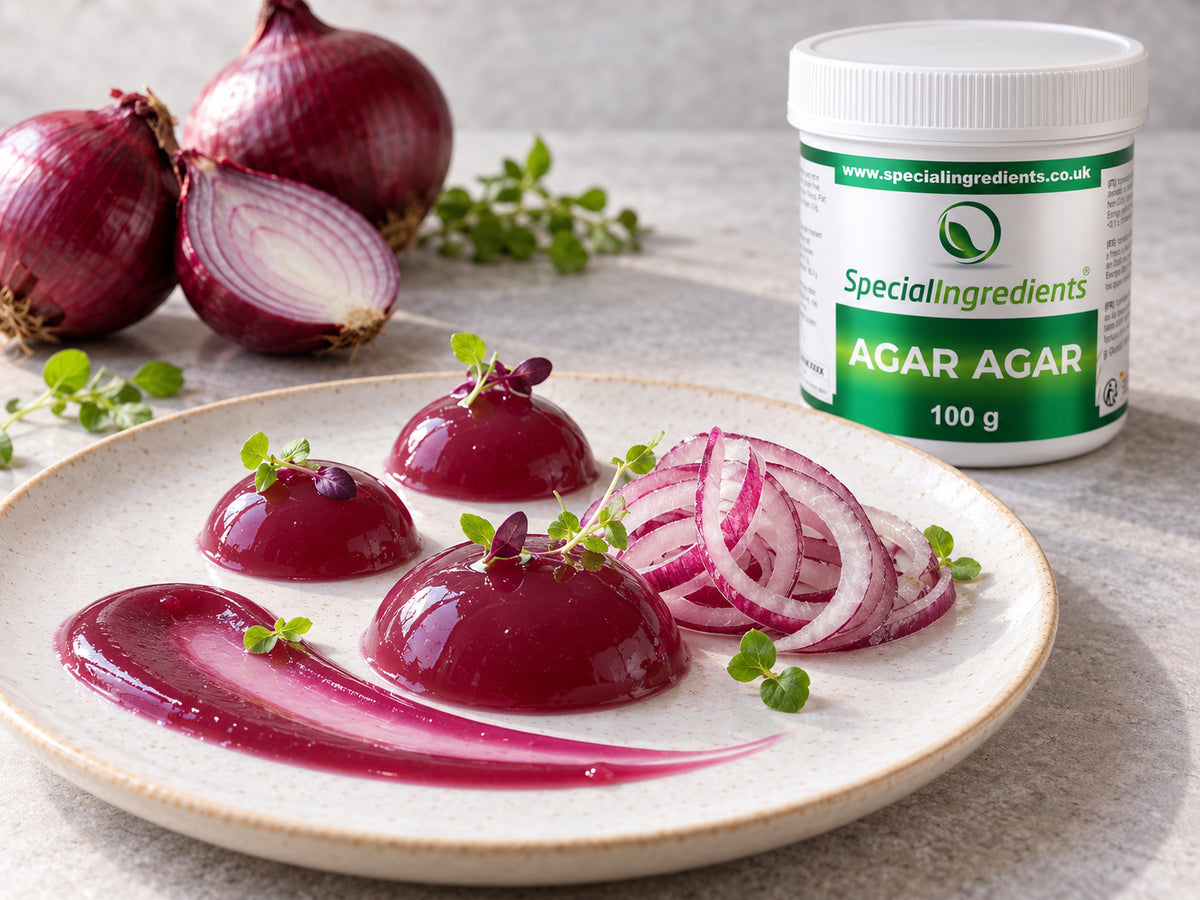 Agar agar gel fluido di cipolle rosse