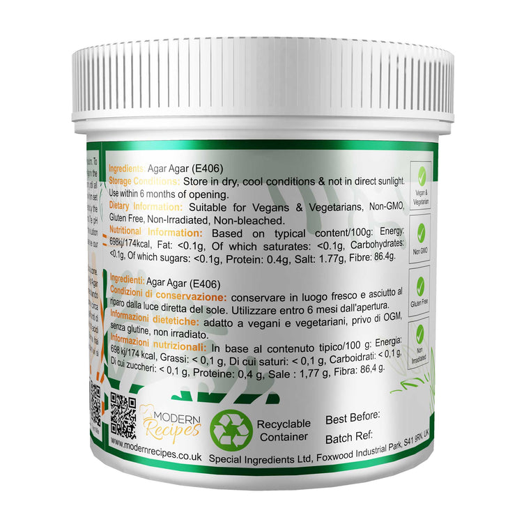 Agar Agar Powder 100g - Special Ingredients etichetta ingredienti