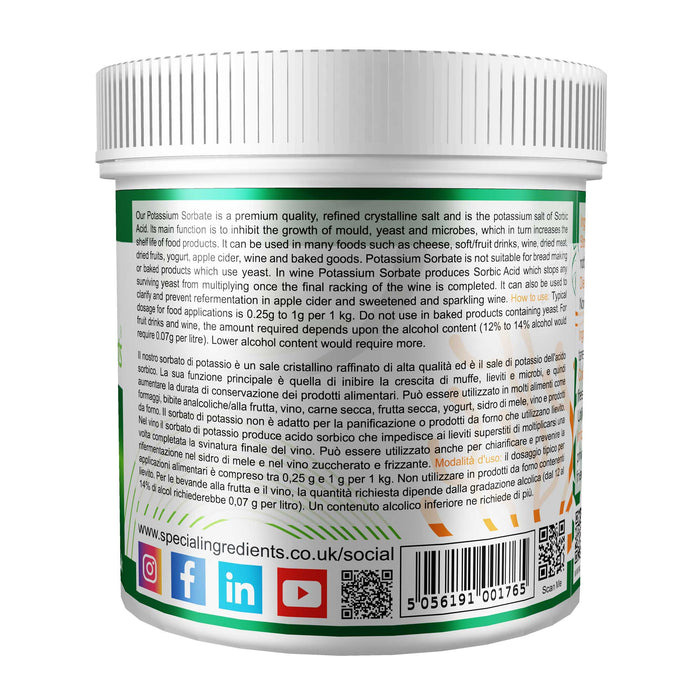 Potassium Sorbate ( Mould Inhibitor ) 250g - Special Ingredients